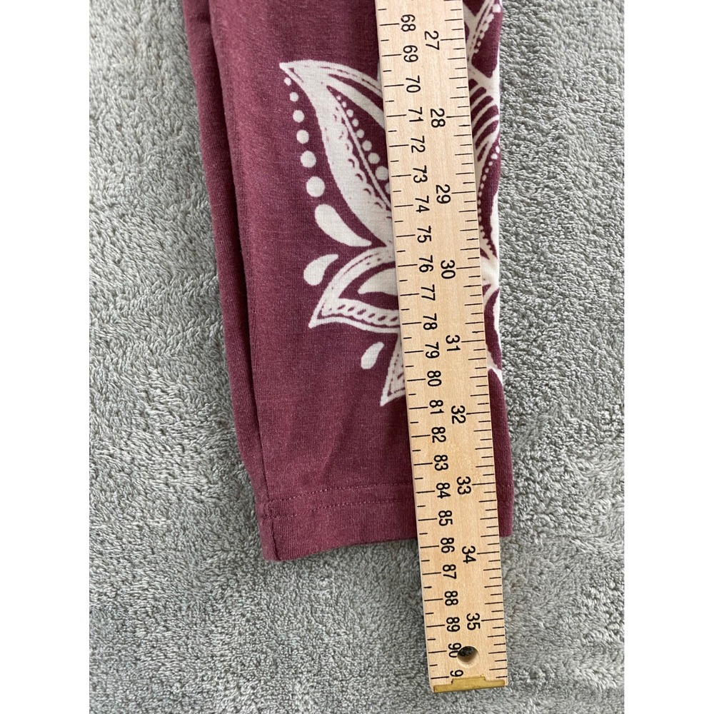 Balance Collection Womens Burgundy Lotus Graphic High Waisted Leggings Size S - Picture 7 of 13